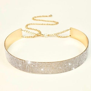 Rhinestone Crystal Gold Waist Belt