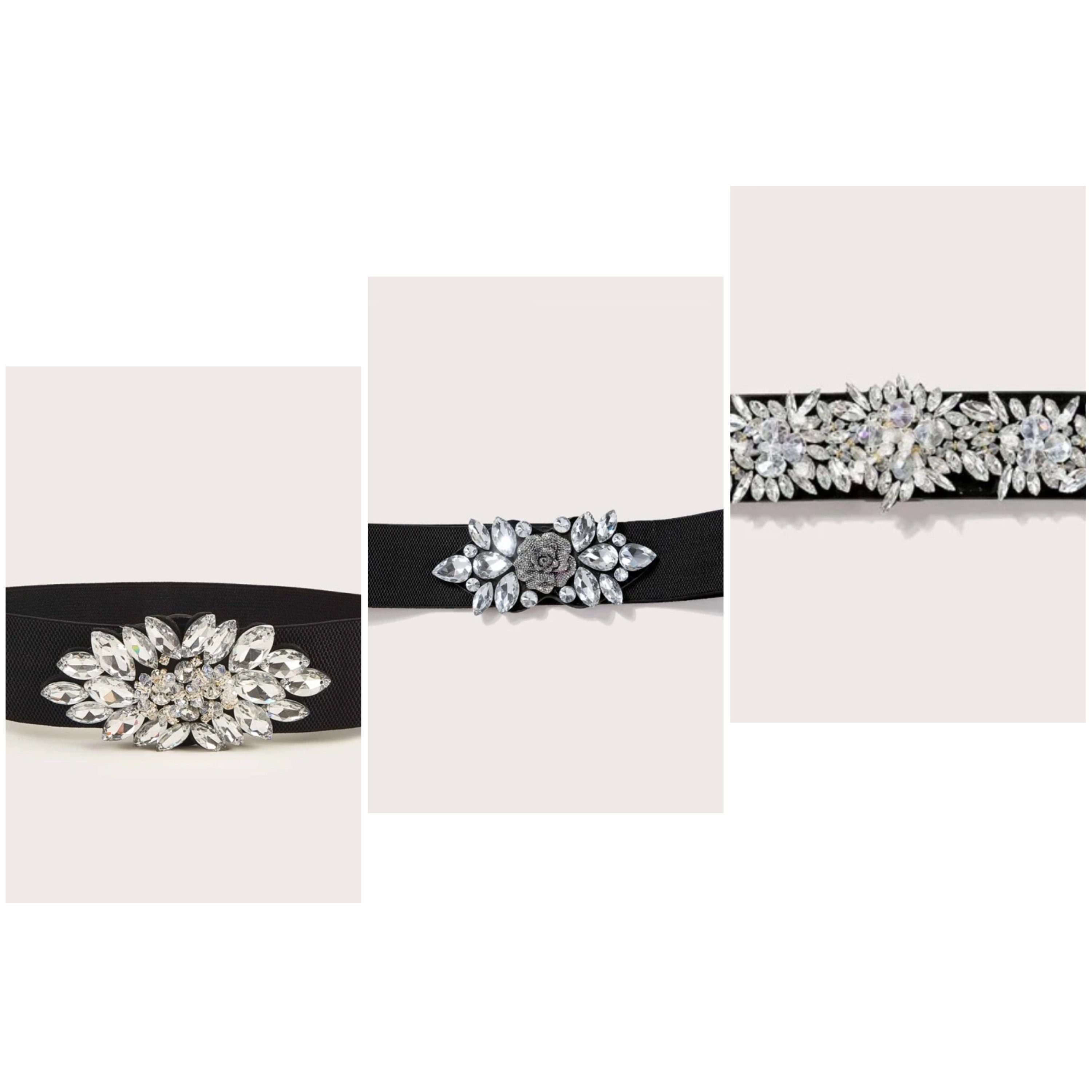Rhinestone Crystal Silver Elastic Belt - Etsy display picture 2
