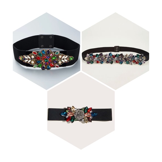 Rhinestone Crystal Elastic Belt - Etsy display picture 1