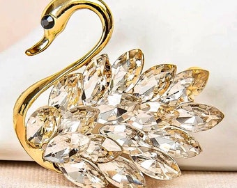 Rhinestone Crystal Swan Brooch