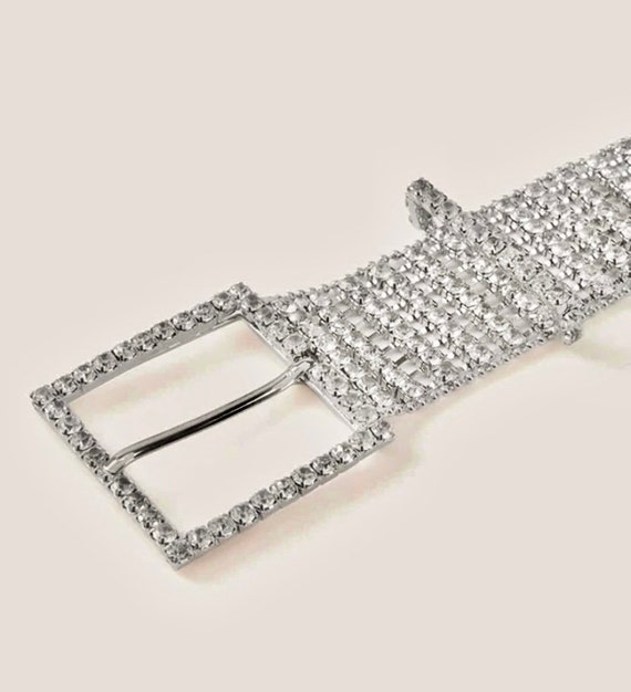 Silver tone chain waist belt jeweled accessory Women main image 4