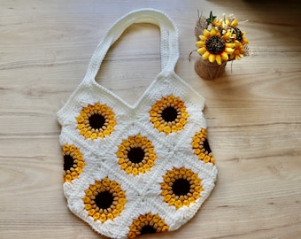 Sunflower crochet bag pattern - downloadable PDF