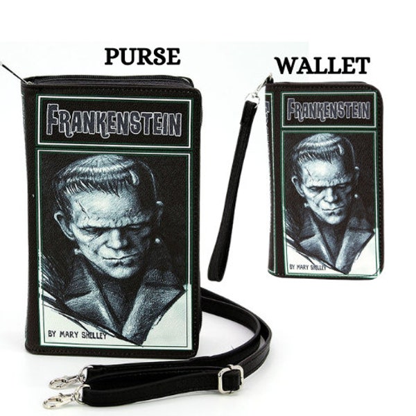 Frankenstein by Mary Shelley "Leatherbound" Book Purse Handbag or Wallet! Classic novel movie monster, scary unique gift for movie lover!