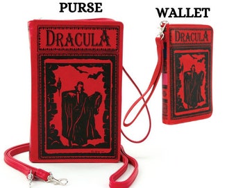 Gothic Dracula Bram Stoker Book Wallet or Purse! Scary Classic Horror Literature Book Wallet, Gift for Book Lovers! Red, Black, Halloween!