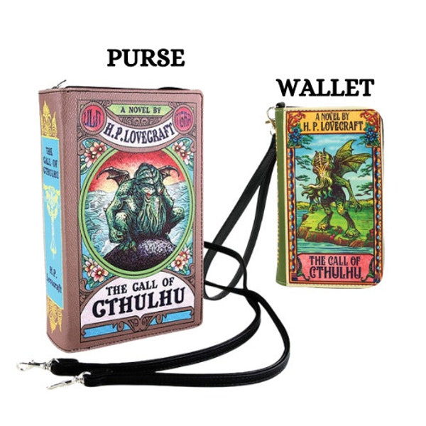 Call of Cthulu by H.P. Lovecraft "leather-bound" book purse crossbody handbag or wallet! Unique gift for book lovers, scary magical gift!