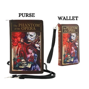 The Phantom of the Opera by Gaston Leroux "leather-bound" book purse wallet crossbody! Unique gift for musical theatre  or book lovers!