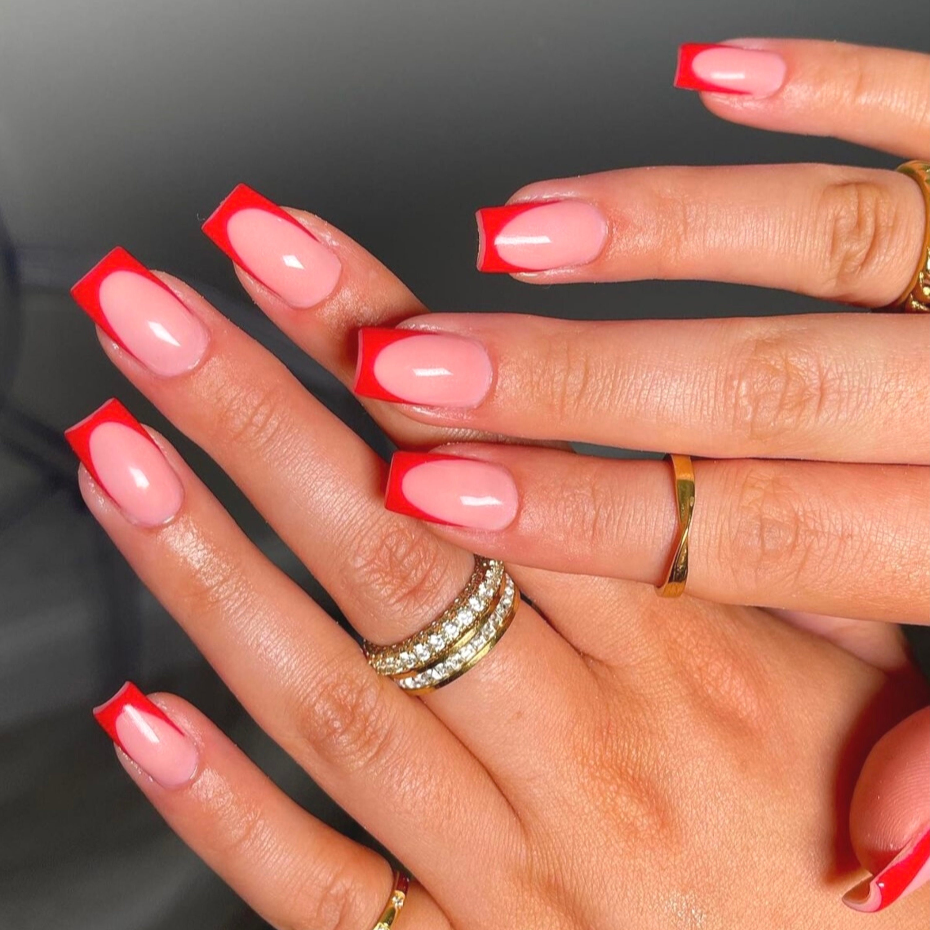 Red French Tip Acrylic Nails sites.unimi.it