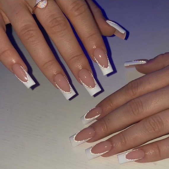 I Reflective White French Tips I Luxury Personalized Reusable - Etsy I Reflective White French Tips I Luxury Personalized Reusable - Etsy