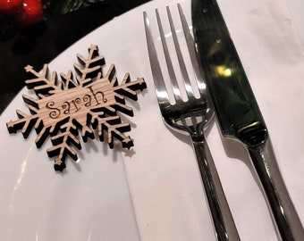 Personalised Snowflake, Place Names Setting Decoration, Family Christmas Decorations, Wedding Place Settings