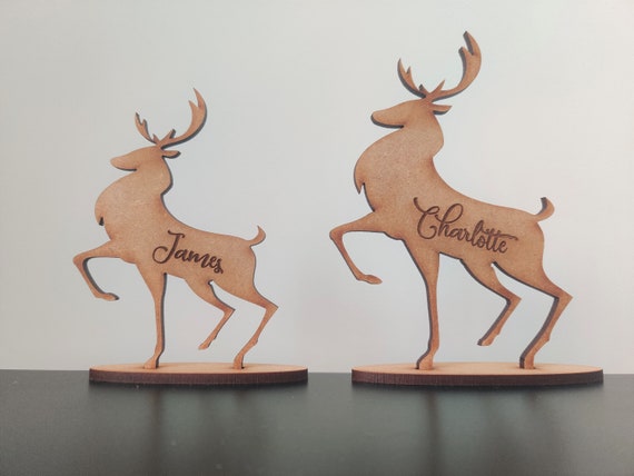 Personalised Christmas Reindeer Decorations - Christmas Wooden Reindeers, Christmas Ornaments, Christmas Table Decorations, Wooden Reindeers