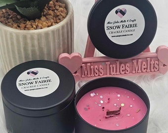 Ice Queen / Snow Angel Sterk geurende houten lont Crackle Candle 30 uur Brandtijd Schoon branden, veganistisch