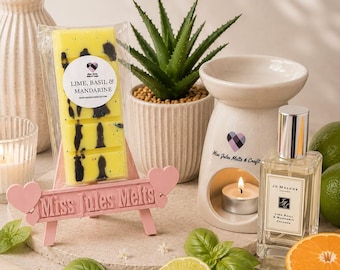 Lime Basil & Mandarin Stark duftende Sojawachs Melts / Snap Bar | Pflanzliches Wachs | Vegan | Umweltfreundlich | Handgegossen und Designed.