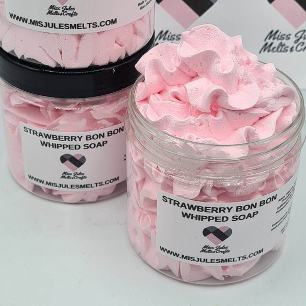 Strawberry Bon Bon Fruity Whipped Soap Scrub | Vegan Animal Cruelty Free | Hand Made | Large Pot | Suitable for Shaving | FREE POSTAGE