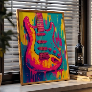 Vibrant Guitar Wall Art - Electric Guitar Digital Poster - Gift for Guitarist - Musician - Guitar Player Gift - Guitar Decor - Abstract
