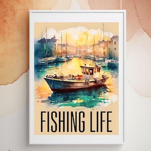 Fishing Boat Digital Print, Fishing Wall Art, Father&#39;s Day Gift, Fishing Decor, Fisherman Gift, fisherman aesthetic, coastal aesthetic
