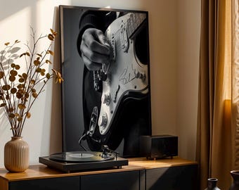 Gitarrväggkonst - Elgitarr digital poster - Gitarrfoto - Gåva till gitarrist - Musikerposter - Gitarrspelare gåva - Gitarrdekor