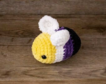 Non-binary Bee Plushie | Crochet En-bee | Amigurumi Pride | Cute LGBTQ+ Gift Ideas | Trans Queer Intersex Asexual Aromantic | Made to Order