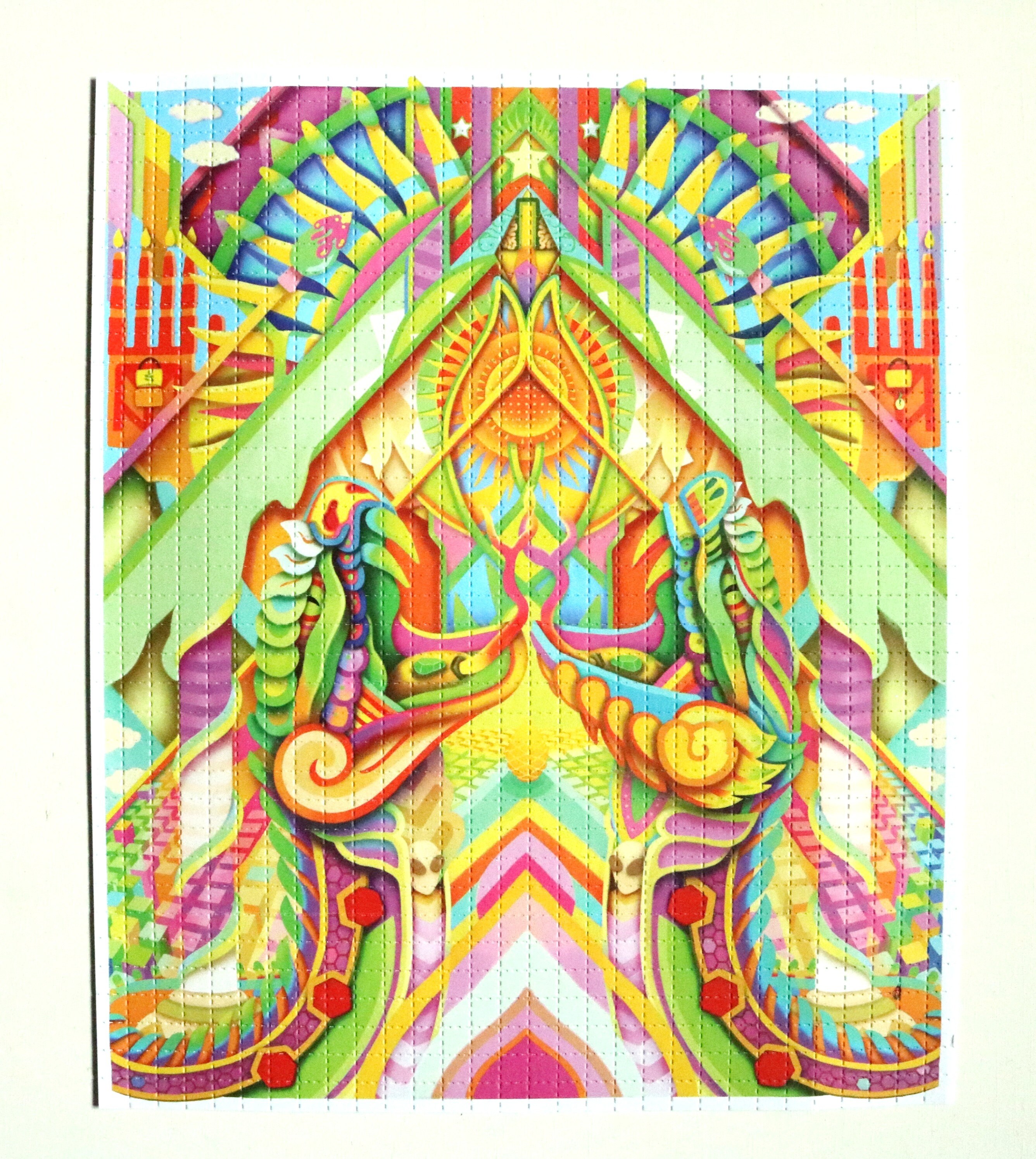 ブロッターアート スマイリーフェイス(2) 印刷状態・紙質最良 コレクションに スマイリーフェイス LSD ブロッターアート サイケデリック酸