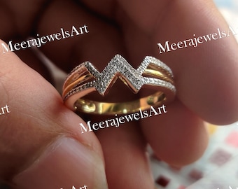 Pierścionek rocznicowy z diamentem laboratoryjnym: 0,20 karata, szlif okrągły, 14-karatowe żółte złoto