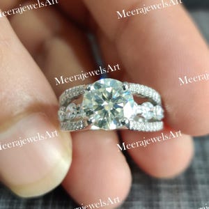 2.00 Ct Moissanite Engagement Ring: Sterling Silver Euro Shank Solitaire