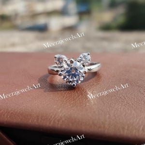 Moissanite Three-Stone Engagement Ring: 1.75 CT Round Cut, 14K White Gold