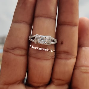 Love Collection Rings, 1.00 CT Cushion Cut Moissanite Wedding & Engagement Ring, Promise Ring, 14K Solid White Gold  Anniversary Gift Ring