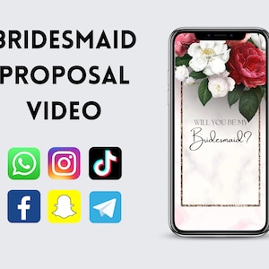 Bridesmaid Proposal Video, Will You Be My Bridesmaid Digital Electronic Invitation, Animated Video Text, Instant download, Lifetime Access