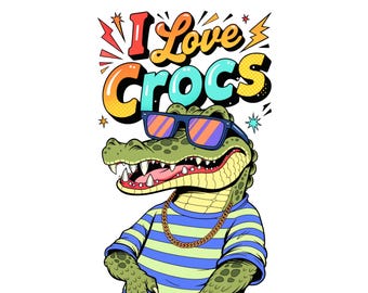 Australian Animal PNG Crocodile Love Art - Aussie Animals Digital Download for POD Design