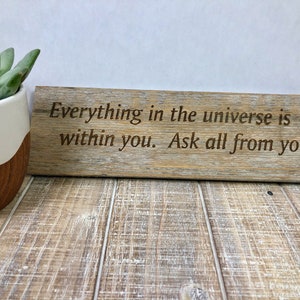 Inspirational quote on wood; motivational quote; engraved quote on reclaimed wood