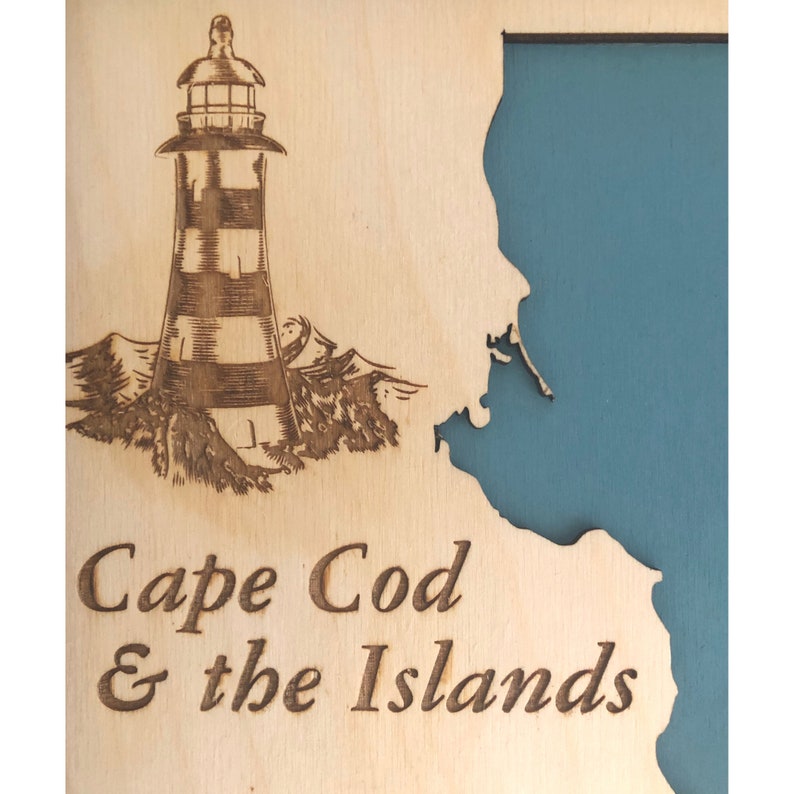 Laserengraved Wood Map Cape Cod Massachusetts Custom Wood Etsy