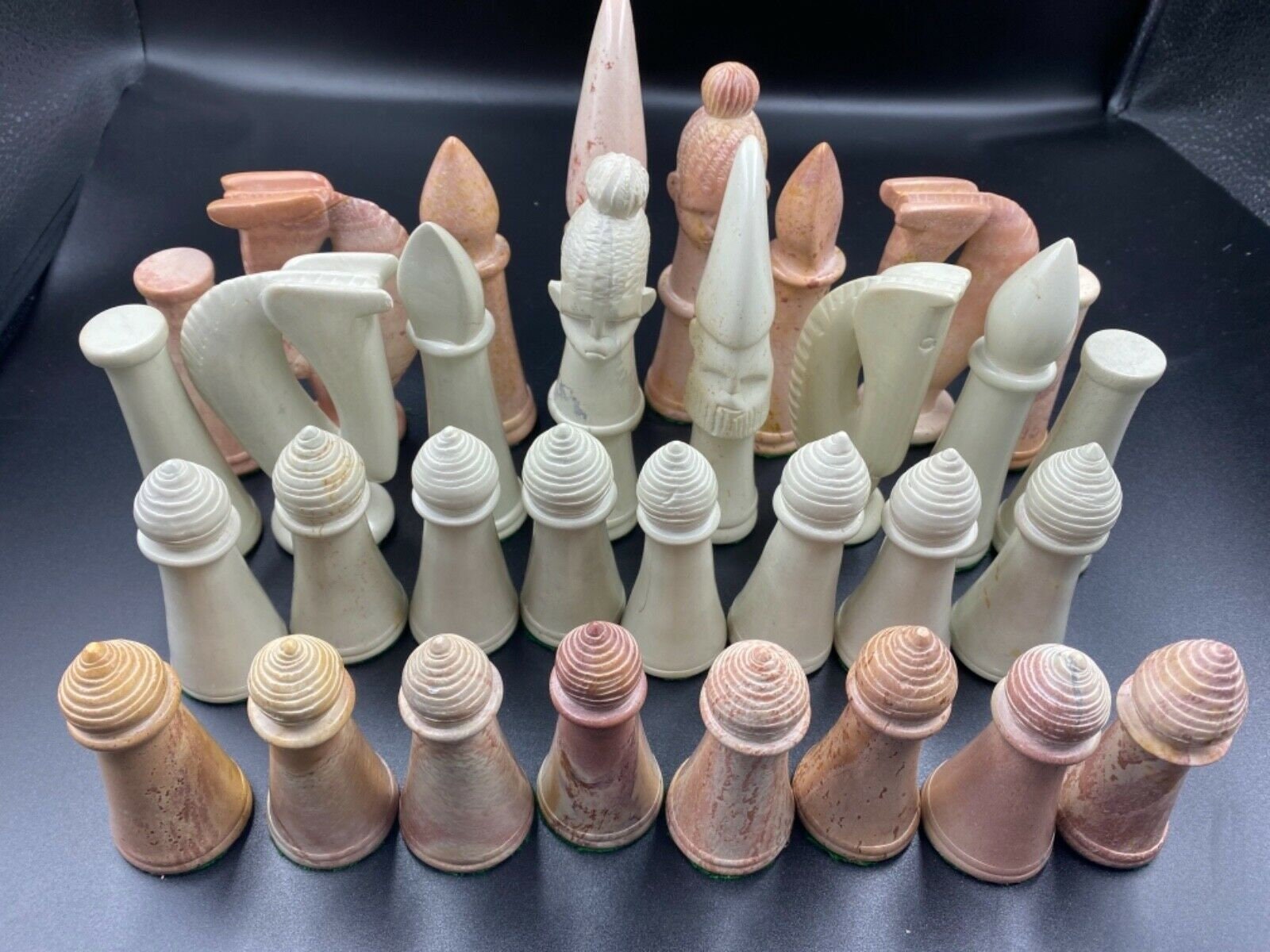 Hand Carved Natural STONE Chess Set NO BOARD Extra Large Etsy