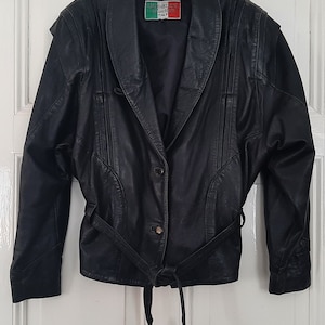 VESTE EN CUIR femme vintage Taille : 44*VESTE DE TRANSITION*Blouson en cuir*Veste de loisirs des années 80...vêtements vintage durables*veste en cuir femme