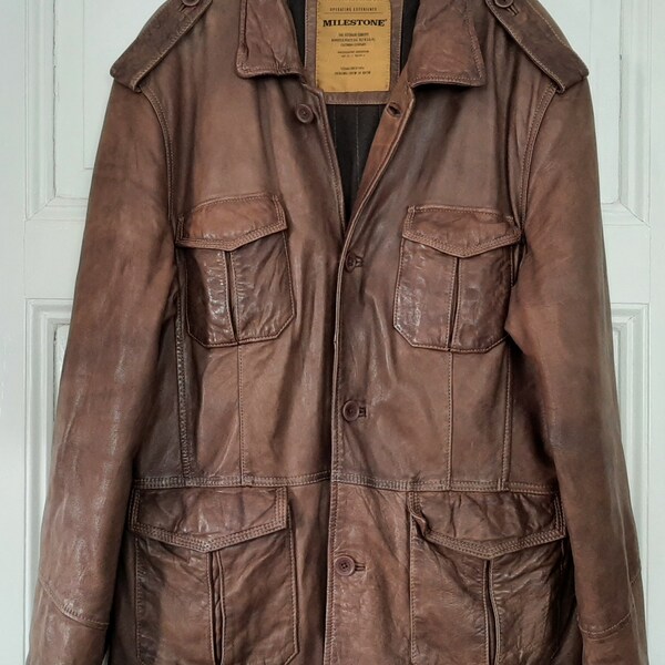 Vintage brown LEATHER JACKET Size: 56 XXL*Leisure jacket*Transitional jacket*Streetwear jacket..sustainable vintage leather clothing