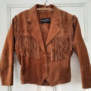 VESTE EN CUIR femme vintage * VESTE EN SUEDE * Veste culte * Veste western * Veste frangée des années 70/80.. vêtements vintage durables