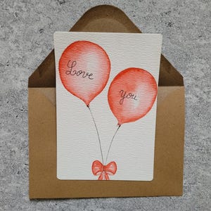 hand painted watercolor card / original watercolor love card / love you card / I love you card / love card