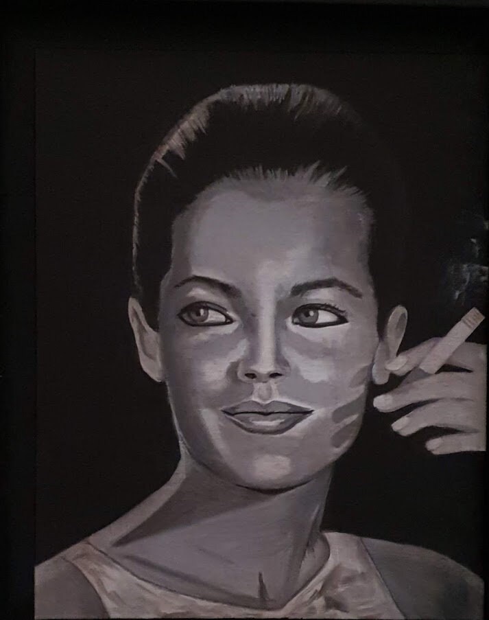 Portrait A L'acrylique Romy sur Carton Toilé