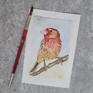 Aquarelle oiseau 10x15 cms/ aquarelle originale /aquarelle fait main/tableau miniature/ /aquarelle unique/ tableau unique