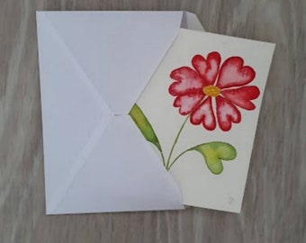carte aquarelle /aquarelle originale/aquarelle amour/ aquarelle coeur fait main