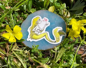 Pegatina de sirena amarilla, vibraciones primaverales