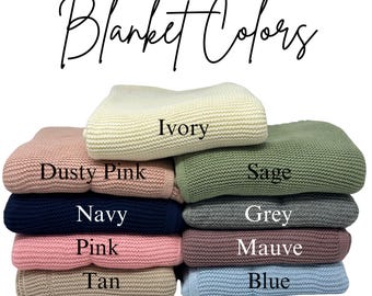Personalized Organic Cotton Baby Blanket, Embroidered Name, Baby Shower Gift