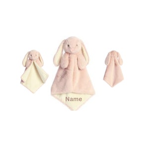 Personalized animal lovey, animal blanket, embroidered blanket security blanket luvster baby gift  custom personalized baby gift Pink Bunny
