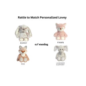 Soft Animal Rattle Toy, Machine Washable, 6.5" Standing