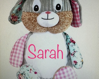 Personalized Embroidered Stuffed Animal with One Name Only, Baby Gift.