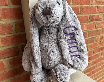 Personalized Embroidered Bunny, Plush Stuffed Animal, Baby Shower Gift