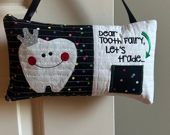 Embroidered Tooth Fairy Pillow Birthday Gift, Baby Girl Boy Gift