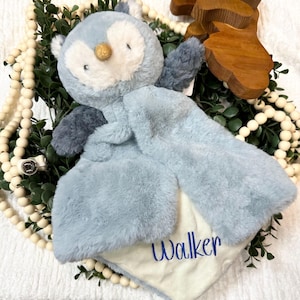 Personalized animal lovey, animal blanket, embroidered  Owl blanket, security blanket, luvster, baby gift, personalized baby gift