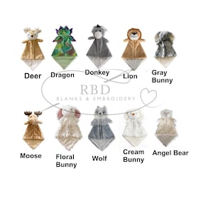 Personalized lovey, animal blanket, Embroidered blanket, security blanket, luvster, baby gift, custom personalized baby gift Little Elska