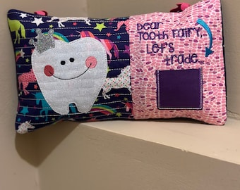 Embroidered Tooth Fairy Pillow with Pocket - Baby/Child Gift