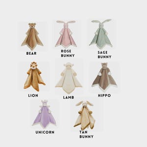 Couverture de sécurité Lovey personnalisée, cadeau pour bébé animal brodé