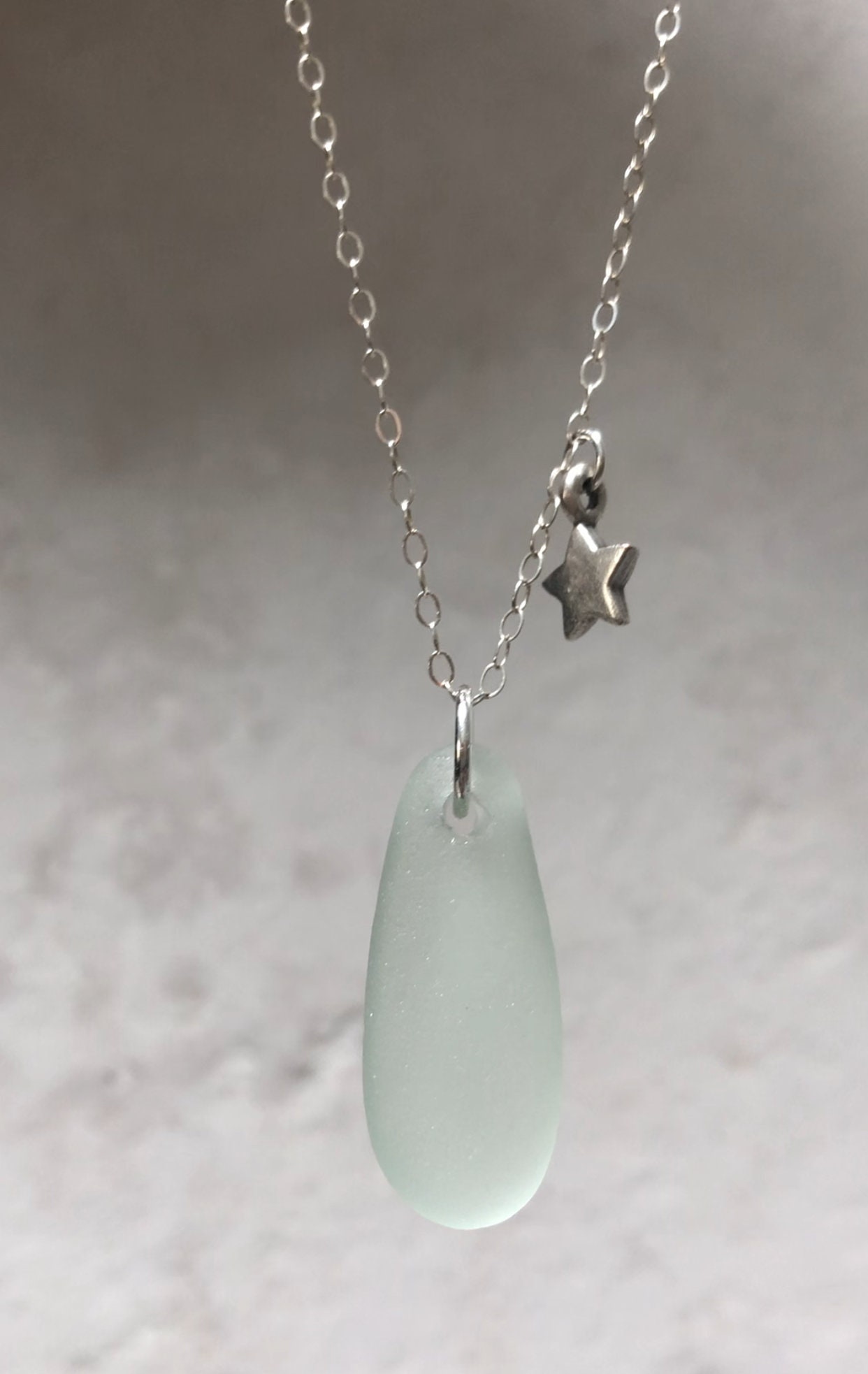 Echte Seafoam Grüne Seeglas Halskette Sterling Silber | Etsy